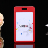卡富仕（cardfuss） 推合滑盖卡套配易拉扣伸缩挂绳胸牌吊牌挂脖厂牌IC门禁卡套胸卡套外壳保护套 T3红色竖 1个