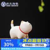 苏氏陶瓷羊脂玉瓷茶具配件茶宠描金小猫咪J0876