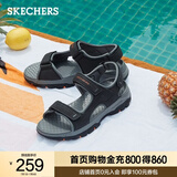 斯凯奇（Skechers）男鞋夏季魔术贴凉鞋运动休闲户外鞋简约露趾沙滩鞋子防滑拖鞋 黑色/BLK 45 【正码正拍】