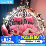 乐系（LEXI） 吊椅双人鸟巢秋千吊篮家用室内阳台吊兰户外吊床藤椅摇篮椅躺椅 双人白色细藤特大号 静音款