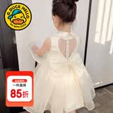 G.duck童装女童连衣裙夏季2026新款公主裙儿童裙子夏天蝴蝶结网纱蓬蓬裙 2409米白色 90 尺码1~2岁【 80-90cm】