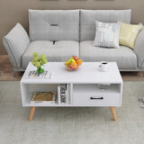 完美木匠实木环保落地电视柜现代简约北欧式小户型客厅家用地柜窄迷你简易 包安装+纯白茶几1.2米黑色把手