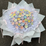 三彩熊52朵景德镇陶瓷花花束女生生日礼物中秋节礼物永生花送闺蜜