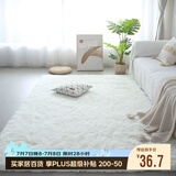 梦蜓长绒丝毛客厅地毯茶几卧室飘窗床边毯垫   简约白70*160cm