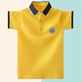 伴1号（BANYIHAO）男童短袖T恤夏季夏天衣服翻领POLO衫棉宽松儿童上衣男孩中大童 黄色 140