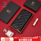 老人头头层牛皮女士钱包大容量长款零钱卡包钱票夹手拿包轻奢生日礼物