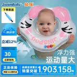 鲸保婴儿游泳圈 0-3个月脖圈 新生儿游泳圈宝宝洗澡颈圈K5012粉色中码