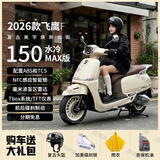 飞鹰26年新款F150水冷复古两轮踏板摩托车150cc新款国四电喷可上牌 象牙白【150水冷发动机+毫米波雷达+TFT导航投屏】