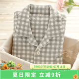 眠岛秋季新款加厚夹棉冬款情侣睡衣女休闲大码春季格子空气层家居服 男款 灰格LZ1253 2XL