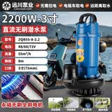 中民全铜电机无刷直流潜水泵48V60V72V电瓶车通用农用大流量抽水机 无刷直流泵3寸2200W55吨8米扬程 【全铜电机】48V60V72通用15米线