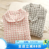 眠岛秋季新款加厚夹棉冬款情侣睡衣女休闲大码春季格子空气层家居服 女款 粉格LZ1253 2XL