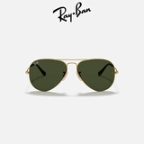 雷朋（RayBan）经典飞行员系列金属太阳镜偏光渐变墨镜男女款户外眼镜0RB3025 181金色镜框绿色镜片 尺寸62