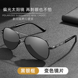 LESCA LUNETIER开车专用偏光太阳镜男款防紫外线黑银框变色片（日夜两用）父亲节