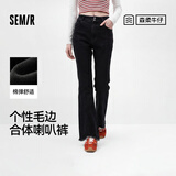 森马（Semir）森柔|牛仔裤女秋季分割喇叭裤毛边做旧港风显瘦长裤103525124005A