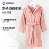 新亚纯棉戴帽儿童浴袍 卡通儿童睡衣睡袍洗澡游泳家居浴衣女童XL 