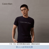 Calvin KleinJeans夏季男女情侣中性休闲年轻多色ck印花修身打底短袖T恤上衣 CHW-深邃蓝 M （推荐130-145斤）