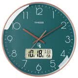 Timess 挂钟电波钟客厅万年历新款钟表日历时钟自动对时挂墙表30cm