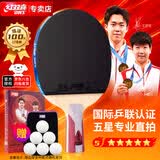 DHS狂飚乒乓球拍 直拍双面反胶弧圈结合快攻5星单拍F5006(附拍套)