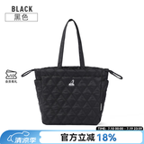 KANGOL官方大容量托特包菱形格秋冬新款单肩手拎包包女绵绵购物袋包抽绳 黑色