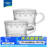 乐唯诗（LOVWISH）玻璃杯高颜值水杯透明玻璃牛奶杯带把ins风奶茶杯早餐杯茶杯 浮雕牛奶杯-430ml2只