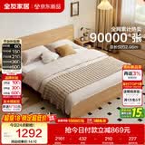 全友家居 北欧原木风次卧室家用双人床1.5米x2米现代简约板式大床家具