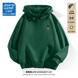 JEANSWEST LIFE真维斯连帽卫衣男春秋重磅潮流外套休闲绿色盆栽学生宽松百搭上衣