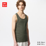 优衣库罗纹背心男装女装百变T内搭打底衫T恤内衣475359 475359/57深橄榄色 L