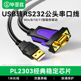 毕亚兹 usb转232串口线 DB9针COM打印机线 RS232公头配置直连调试模块九针插设备电脑数据转换线 1米