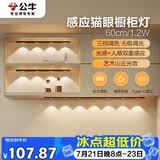 公牛（BULL）感应猫眼橱柜灯磁吸充电山丘光效展柜玄关氛围小夜灯 黑60cm三色