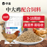 华畜 小鸡饲料颗粒雏鸡肉鸡预混料芦丁鸡饲料鹌鹑鸡食鱼饵小鸭鹅饲料 20kg 2袋中大鸡饲料
