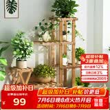 安尔雅 花架子客厅阳台多肉植物架多层盆景架木质地面花盆简约置物架