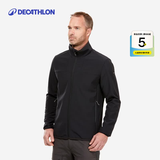 迪卡侬（DECATHLON）男士夹克软壳男士夹克男加绒软壳衣男抓绒保暖防风防泼水MT100 黑色 2XL