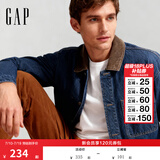 盖璞（GAP）男装春款纯棉工装拼接翻领多口袋夹克外套美版823703 深色水洗 L 美码  XL亚洲码185/104A