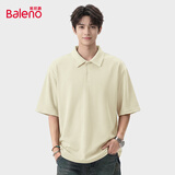 班尼路（Baleno）华夫格半袖POLO衫男夏季翻领潮流休闲肌理感宽松透气重磅短袖衬衣