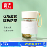 富光玻璃杯高硼硅玻璃水杯子女生便携牛奶咖啡刻度高颜值茶杯330ml