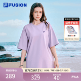 斐乐 FUSION斐乐潮牌女装情侣款针织短袖衫春夏新款凉感防晒宽松T恤 奇幻紫-VT S （165/88A/S）