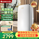 格力（GREE）【干衣除湿】除湿机家用抽湿机40升/天单间≤80㎡低噪梅雨季除潮防霉吸湿抽湿器智能控湿DH40EF