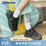 FILA FUSION斐乐女鞋BIANCO老爹鞋季硬糖鞋休闲鞋厚底运动鞋女 黑色-BK 37.5