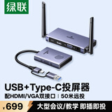 绿联HDMI无线投屏器USB/Type-C高清会议同屏器适用笔记本电脑接电视显示器投影仪点对点50米传输25374