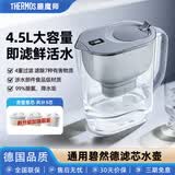 膳魔师 净水壶 滤水壶 过滤水壶 家用过滤器 净水器  4.5L大容量 自来水过滤器 滤水器 过滤壶 1壶3芯装 云黛灰1壶3芯（无水杯）