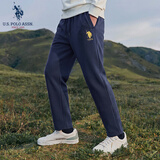 U.S. POLO ASSN.运动裤加绒男士休闲裤冬季保暖男裤宽松卫裤保罗裤子 藏青（平M
