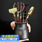不拙茶道六君子套装功夫茶具配件茶夹子茶勺茶艺摆件茶具配件三件套 1-福运茶道瓶+文泽六君子