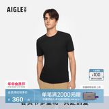 AIGLE艾高T恤春夏款SORONA柔软舒适户外休闲短袖内搭上衣男士 黑玛瑙色 BN283 L (180/96A)
