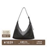 裘真（qiuzhen）【明星推荐】 经典hobo包植鞣牛皮腋下通勤休闲饺子女包 黑色-大号（羊皮） 小包/大包