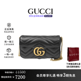 古驰（GUCCI）女包Marmont马蒙牛皮链条单肩包GG经典斜挎包女士七夕情人节礼物 mini 16.5cm 黑色 酷奇女包