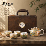 炙真银楼鎏999纯银茶具纯手工送父母长辈领导生日乔迁新婚退休礼物品 龙凤呈祥鎏银一壶四杯(礼盒装)-次日达