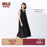 MUJI女式 棉 汉麻 无袖连衣裙女装裙子夏季 连身裙长裙 BCD91C5S 黑色 M （160/84A）