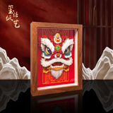 玺语醒狮非遗剪文教文创纸雕装饰画纸雕桌面装饰外商伴手礼品企业礼物开业乔迁定制LOGO 红色醒狮 17*22cm