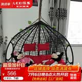 乐系（LEXI） 吊椅双人鸟巢秋千吊篮家用室内阳台吊兰户外吊床藤椅摇篮椅躺椅 双人黑色细藤特大号 静音款