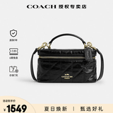 蔻驰coach女包奥莱款盒子包RAINER系列单肩手提斜挎经典老花送女友 CEO22IMBLK黑色